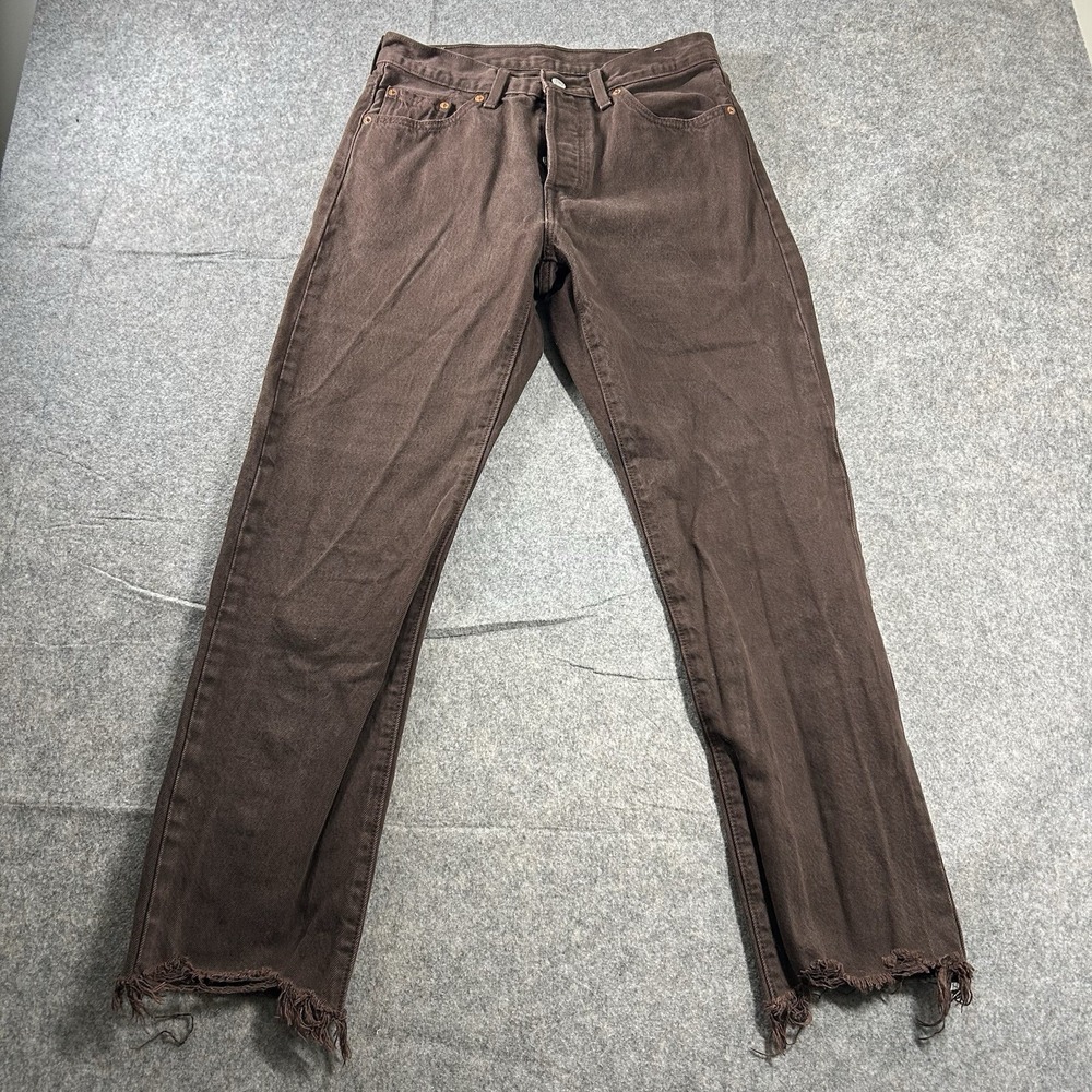 Levi's 501 Jeans Womens 29 Brown Denim Raw Hem High Rise Button Fly Cotton Pants